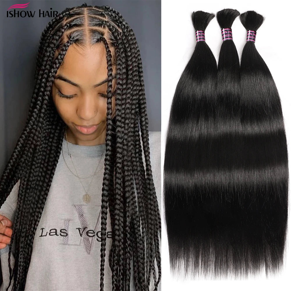 Natural Bulk Hair For Braiding 100% Human Hairs No Weft Straight Bundles 10-30 Inches Virgin Extensions Wholesale