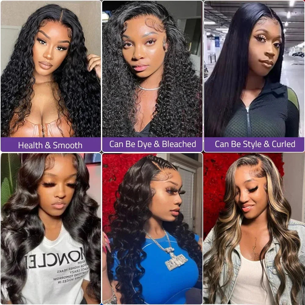 Water Wave 5x5 Glueless Closure Curly Lace Frontal Wigs 13x6 HD Deep Wave Lace Front Wig 360 Full Human Hair Wig for Black Women