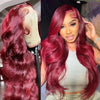 99J Burgundy Lace Front Human Hair Wigs For Black Women Brazilian Body Wave Remy Red Hair Wigs HD Lace Frontal Wigs Mamushow