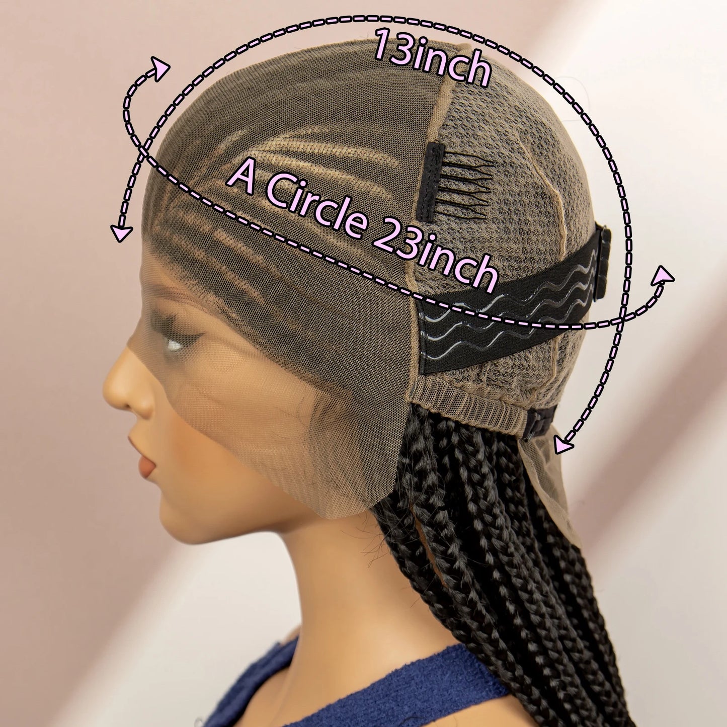 Synthetic Full Lace Frontal Braided Wigs 36 Inches Synthetic Braids Wigs with Baby Hair for Women HD Lace Wigs Daily Use