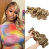 Highlight Blonde Human Hair Bundle with Closure Piano Color P4/613 3 Bundles with Frontal Body Wave Hair