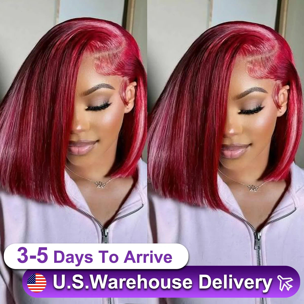 13x4 Lace Burgundy Short Bob Wig Human Hair Lace Front Wig Brown Straight Short Bob Wigs Color #99J For Woman Bob Wig Human Hair