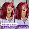 13x4 Lace Burgundy Short Bob Wig Human Hair Lace Front Wig Brown Straight Short Bob Wigs Color #99J For Woman Bob Wig Human Hair