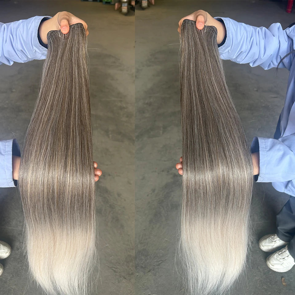 Straight Hair Extensions Synthetic Smooth Ombre Hair Weaving 26 inches Blue Synthetic Straight Hair Bundles Full to End