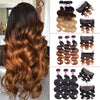 Ombre Body Wave Bundles With Frontal Honey Blonde Human Hair Bundles With Frontal Remy Black Brazilian Hair Bundles With Frontal