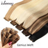 Isheeny Genius Weft Human Hair Extensions 12-20 inches Flexible Hair Weaves Natural Straight Brazilian Hair Bundles 35-50g