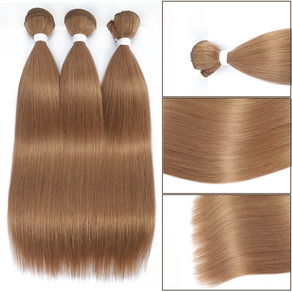 Straight Hair Extensions Synthetic Smooth Ombre Hair Weaving 26 inches Blue Synthetic Straight Hair Bundles Full to End