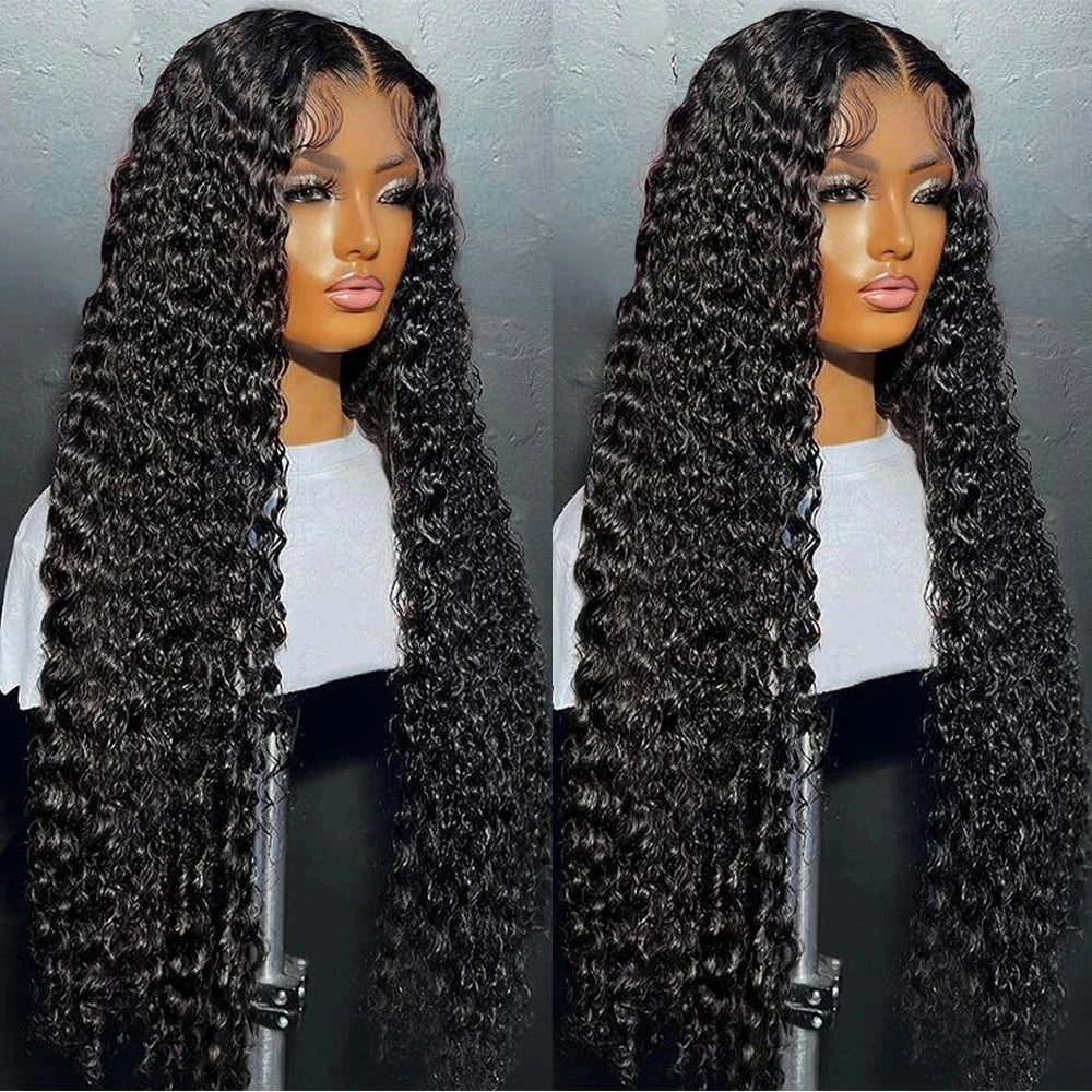 32 34 36Inch Deep Wave 13x4 13x6 Lace Frontal Wig Lace Front Human Hair Wigs For Women 180% Deep Curly Brazilian Human Hair Wig