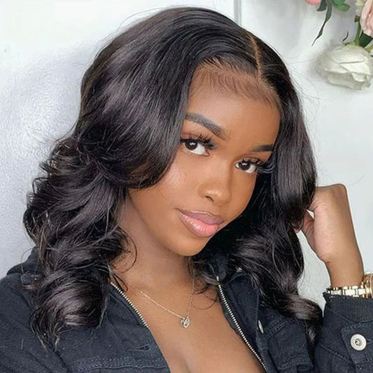 Natural Wigs Short Bob Wig Brazilian Remy 13x4 Body Wave Transparent Lace Front Human Hair Wigs For Women Cheap on Sale 180%