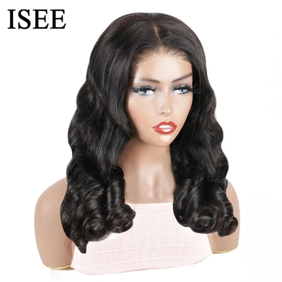 ISEE Ocean Wave Wig Wear And Go Wig Glueless Body Wave Human Hair Wigs 6x4 Lace Front Wig Pre Cut PrePlucked Remy Hair For Women