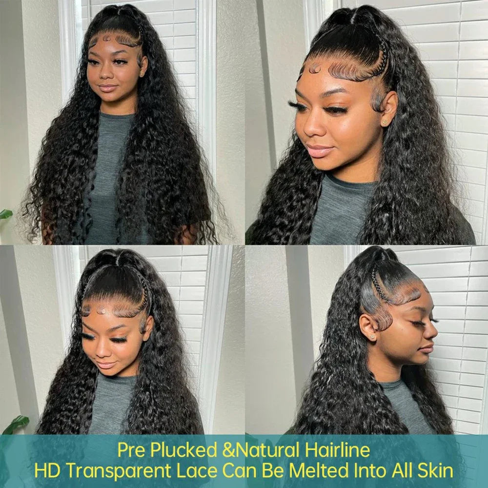 13x6 HD Lace Frontal Wig 200% Curly Wigs 100% Human Hair Deep Wave Frontal Wig Brazilian Lace Front Human Hair Wigs For Women