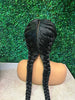 Braided Wigs Synthetic Lace Front Wig 360 Lace Cornrow Braided Wigs with Baby Hair Knotless 30 Inches Braid Wig for Black Women