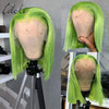 Neon Green Lace Front Wig Human Hair 13x4 Wear And Go Glueless Wigs for Green Color Girls  Neon Green Lace Front BOB Wig Hair