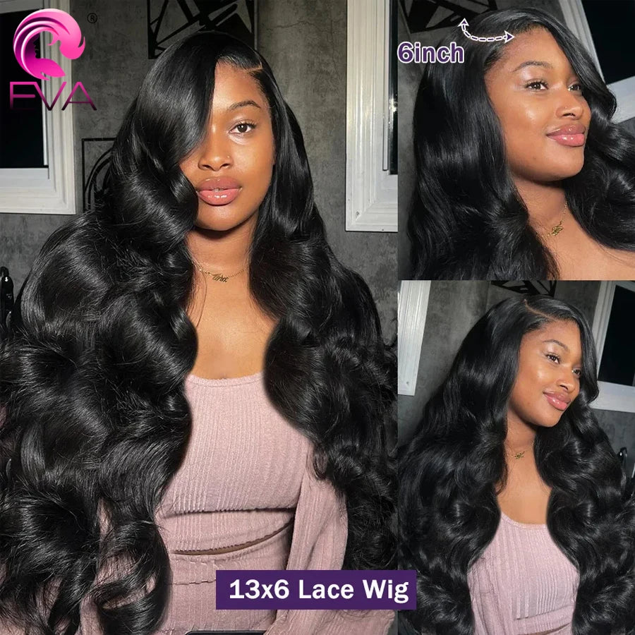 Eva 250 Density 13x6 HD Lace Full Frontal Wigs Body Wave Human Hair Wigs Melted All Skins Brazilian HD Closure Wigs Pre Plucked