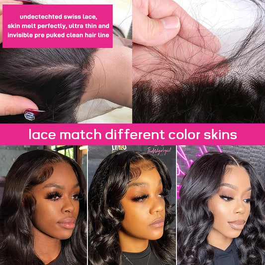 HD Transparent 13x4 13x6 Body Wave Lace Front Wig Human Hair PrePlucked Brazilian Human Hair Lace Frontal Wigs For Women Bling