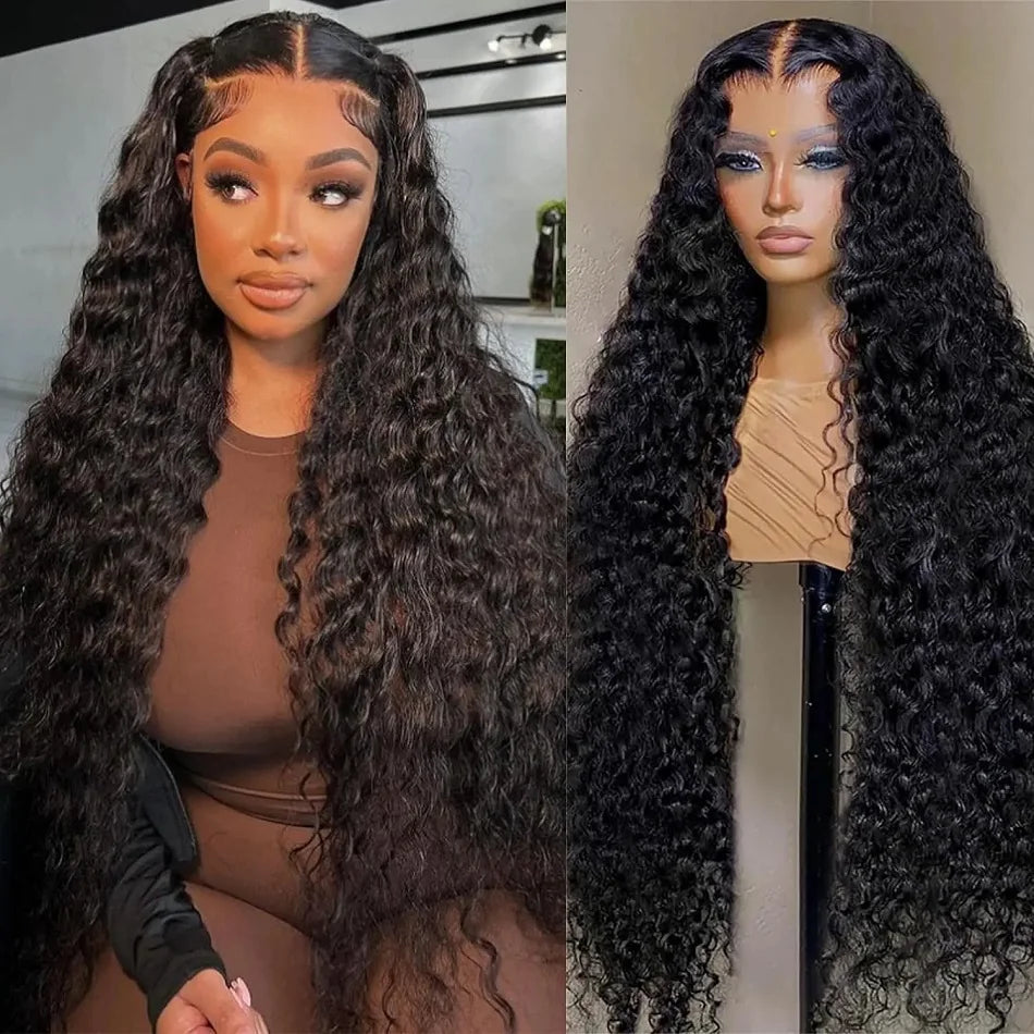 200 Density 30 Inch 13x6 Hd Lace Frontal 100% Human Hair Black Color Deep Wave Wig for Women Curly Cheap Wigs on Clearance Sale