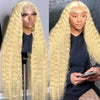 Human Hair Deep Wave 13x4 Lace Frontal Wig 13x6 30 Inch 200 density Curly 613 Honey Blonde Lace Front Brazilian For Black Women