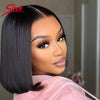 Sleek Remy Brazilian Straight Lace Bob Wigs Short Lace Part Human Hair Wigs 200% Density Cheap Nature Black Dark Human Hair Wigs