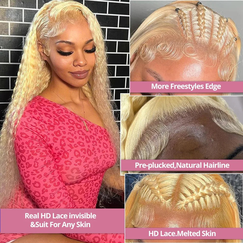 30 Inch Lace Front Wig 13x6 Hd Lace Frontal Wigs Blonde Deep Wave Human Hair 613 Curly Colored 100% Brazilian For Women Choice