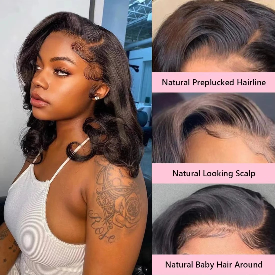 Body Wave Bob Wig 5x5 Body Wave Lace Front Wigs Natural Color Preplucked Human Hair Lace Wigs For Black Women