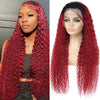 99J Burgundy 13x6 HD Lace Frontal Wig Human Hair Brazilian 36 inch Deep Wave Lace Front Human Hair Wigs HD Transparent for Women