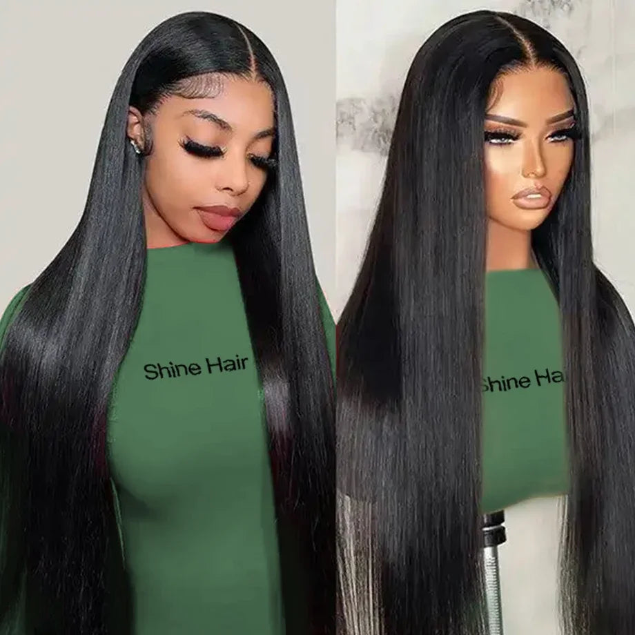 YIJIMEI 13x4 Brazilian Straight HD Transparent Lace Frontal Human Hair Wigs 250% Density Pre Plucked Glueless Wigs Human Hair