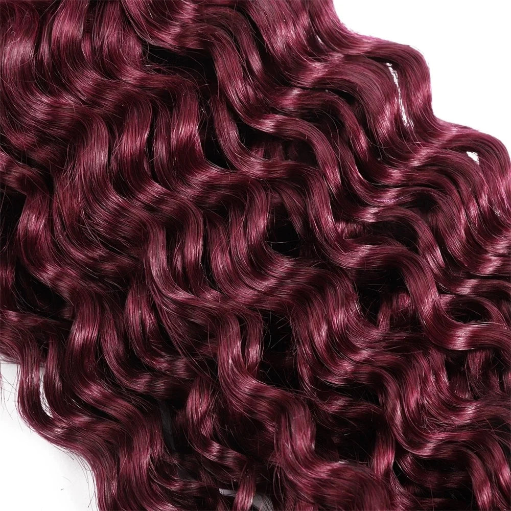 99j Burgundy Bulk Human Hair For Braiding Deep Wave Human Hair Bundles No Weft Bundles For Women Hair Extensions 100g