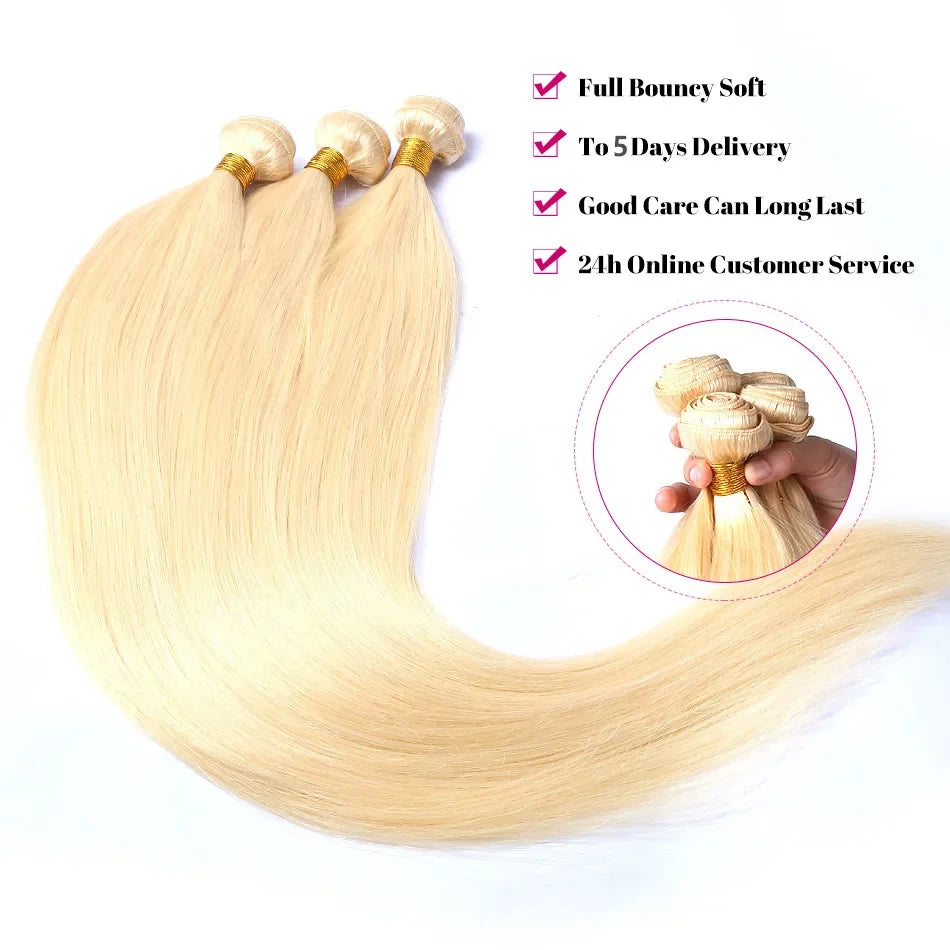 613 Honey Blonde Colored 22-40 Inch Straight Human Hair Bundles Brazilian Remy Extension 3 4 Bundles For Women