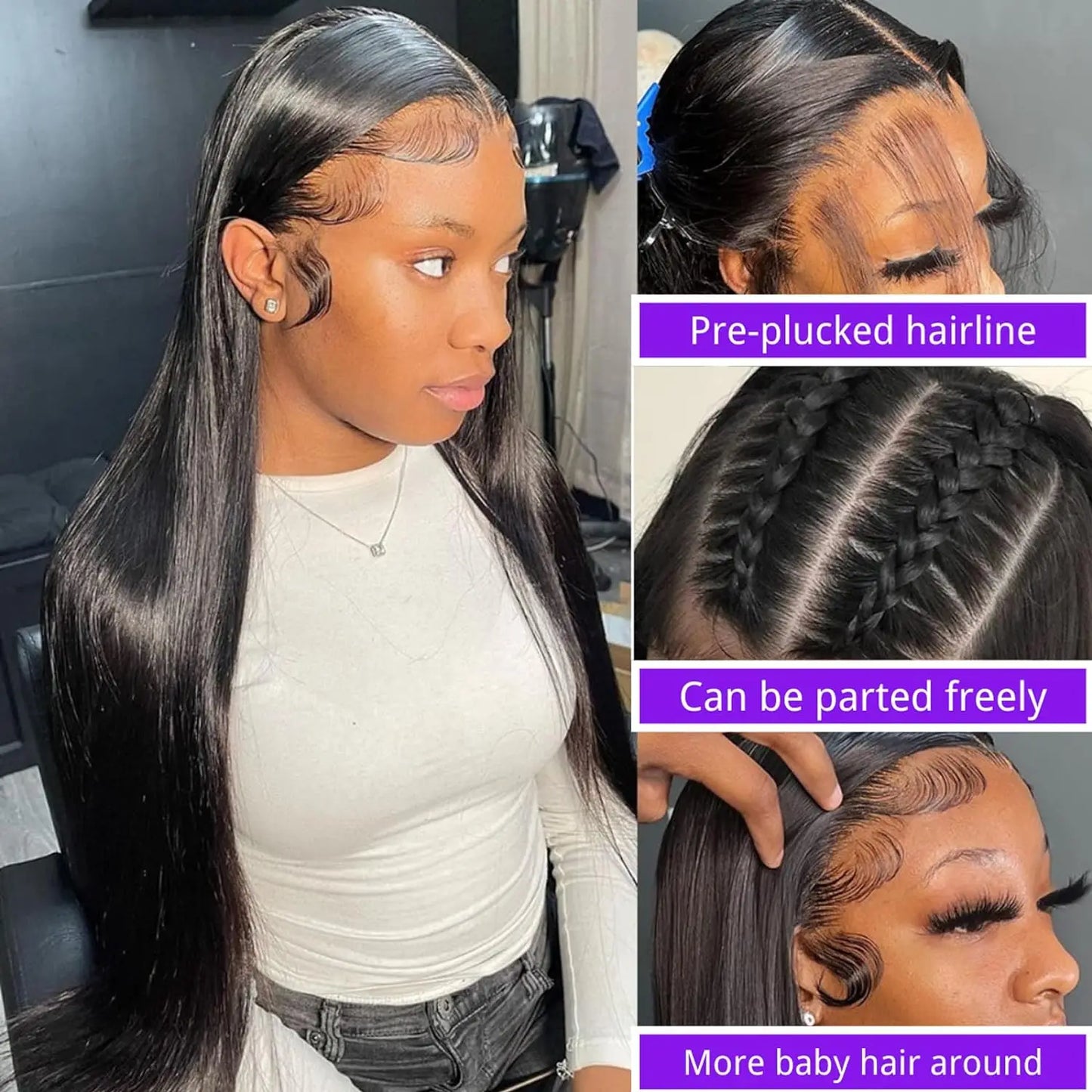 13x4 Hd Lace Frontal Wigs Straight Lace Front Wigs Human Hair Pre Plucked Straight Human Hair Wigs With Baby Hair For Women