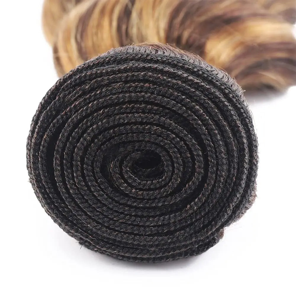 P4/27 Brown Blonde Braiding Hair Bundles Highlight Water Wave Human Hair Bundles  Colored Curly Human Hair Weaving Bundles