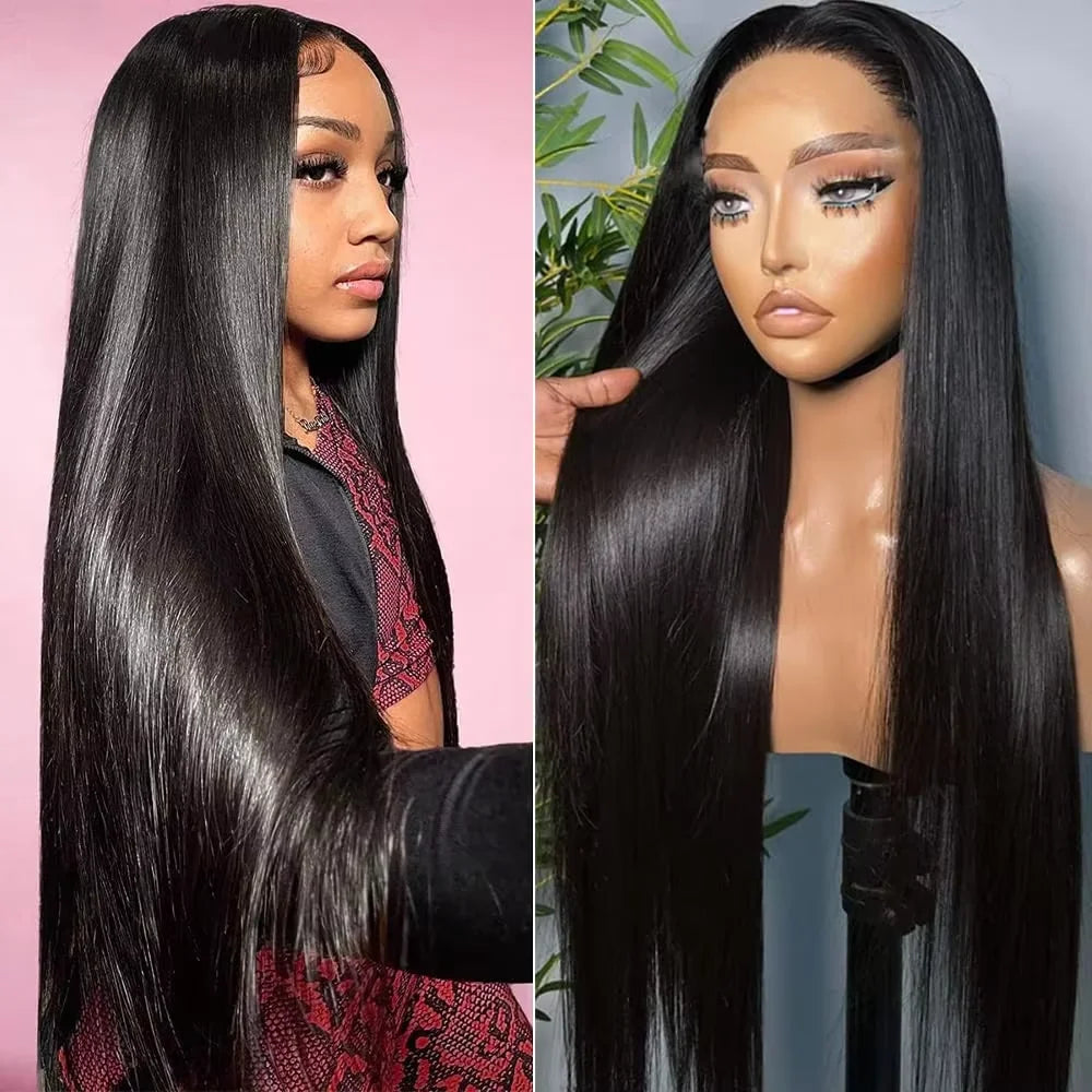 40 46 Inch 200 Density 13x4 13x6 Full Frontal 360 HD Transparent Lace Long Straight 5x5 Closure Human Hair Pre plucked Wigs