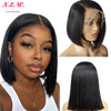 N.L.W Lace front human hair wigs Natural black 13*4 short Bob straight human wigs 12 inch frontal hair for women 180% density