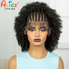 Cornrow Braided Wigs Synthetic Afro Kinky Curly Braided Lace Wig Transparent Full Lace Braids Wig With Baby Hair for Black Women