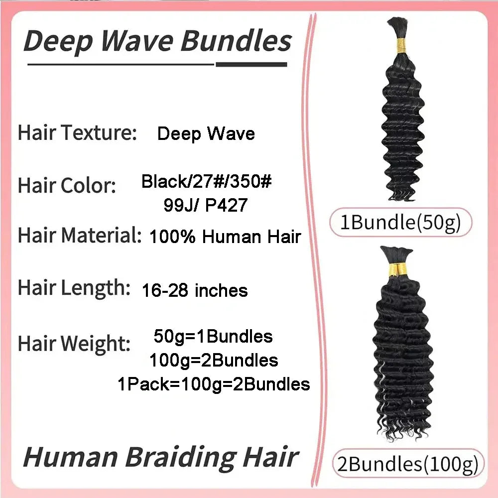 16-22 inches Boho Braids Human Hair 2/4/6 bundles Bulk Hair For Braiding Boho Locs Add-in Bundles Braiding Hair for Women