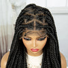 Synthetic Full Lace Braided Wigs Lace Front Knotless Box Braided Wigs with Wave Ends for Black Women Crochet Braided Lace Wigs