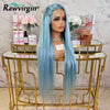 Light Blue Long Natural Straight Wig 13x4 HD Lace Frontal Wig Human Hair Brazilian Pre Plucked Lace Wigs for Black Women