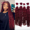 100% Human Hair Bulk 28 Inch Curly Bulk Human Hair for Boho Braiding Extensions Burgundy Deep Wave Vrigin Braideds 1 2 3 Bundles