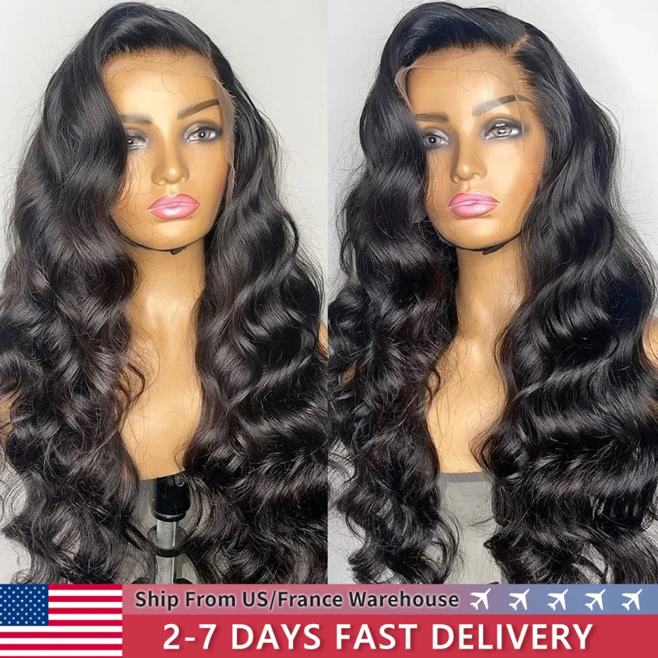 HD Transparent 13x4 13x6 Body Wave Lace Front Wig Human Hair PrePlucked Brazilian Human Hair Lace Frontal Wigs For Women Bling