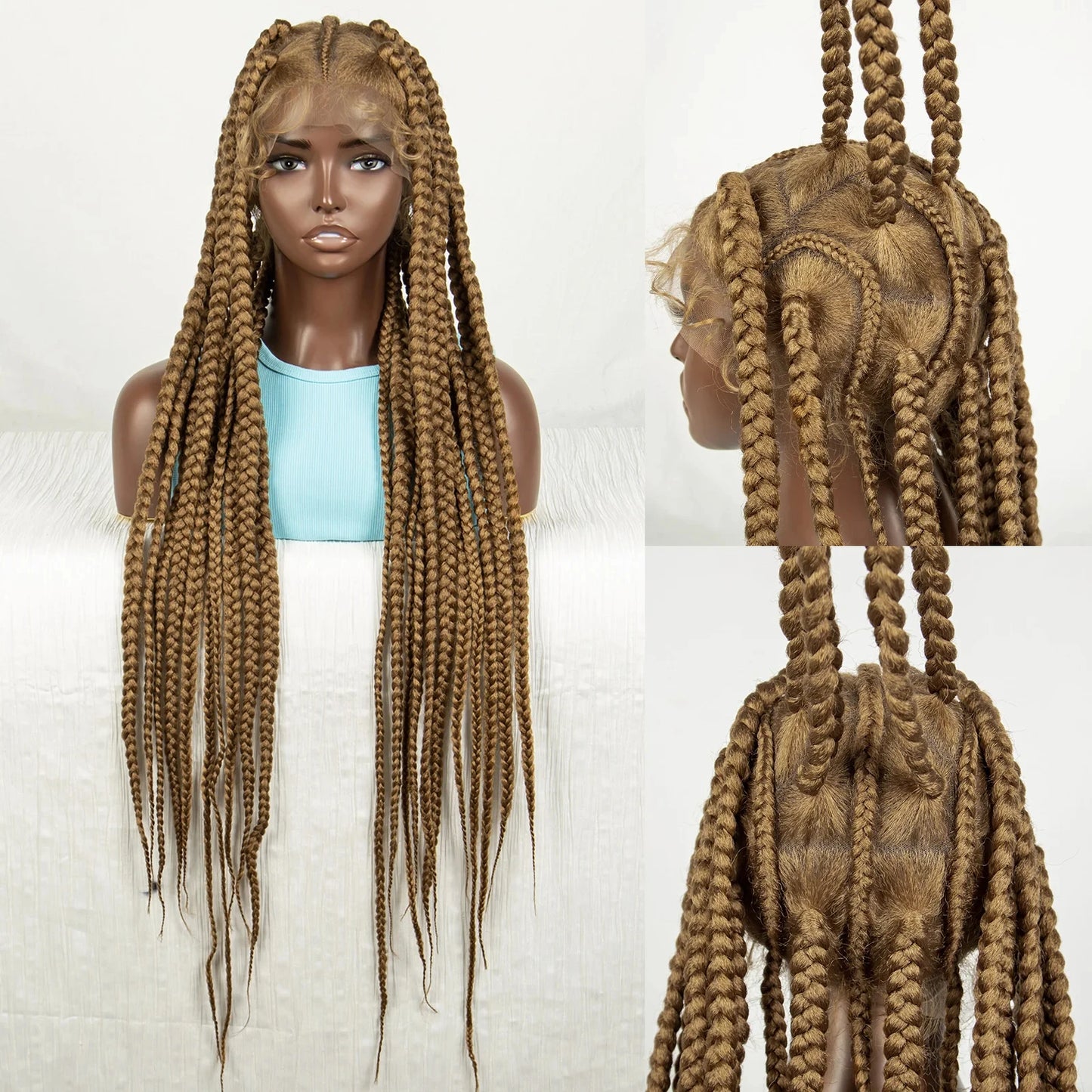 Synthetic Full Lace Braided Wig Knotless Box Braided Wigs for Women Handmade Braided Full Lace Long Cornrow Twisted Braided Wig