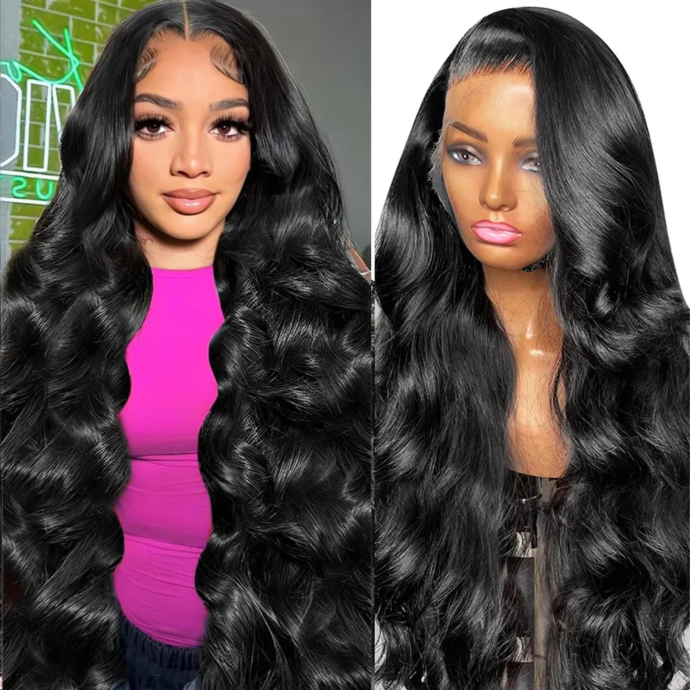 36 Inch Natural Color Body Wave Lace Front Wigs Human Hair 200 Density HD Transparent Lace Frontal  Human Hair wigs for Women