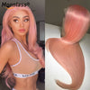 Pink Straight Human Hair Wig Body Wave 13x4 Transparent Lace Frontal Wigs 180% Density Colored Pre Plucked Brazilian Remy Wigs