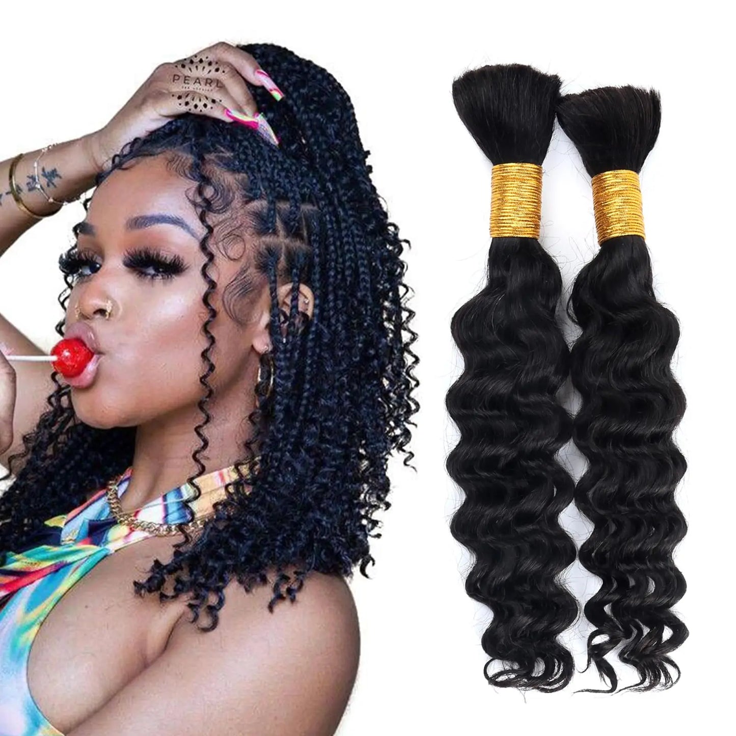 Human Braiding Hair  Bundle for Braiding Highlight Color Deep Wave Bulk Human Hair Bundles Human Hair Bulk for Braids Bundle