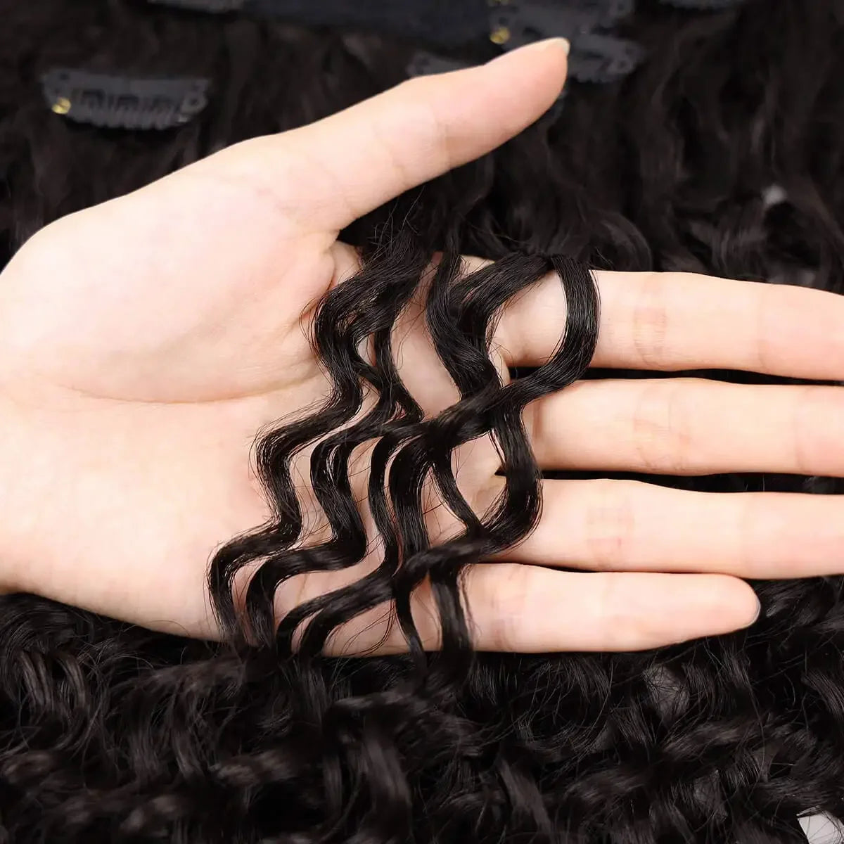 6 Pieces Set Synthetic Kinky Curly Clip in Hair Extensions 26 Inch Long Soft Thick Wigs Hairpieces for Women with Thinning Hair