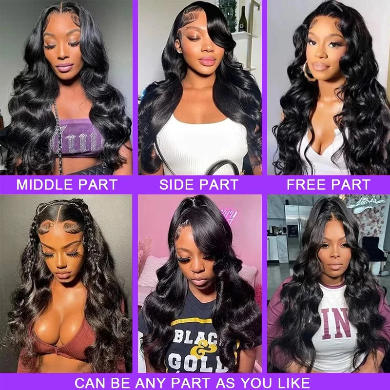 Body Wave Human Hair Bundles With Frontal 13x4 HD Transparent Lace Frontal Brazilian Real Hair 100% Natural Human Hair Extension