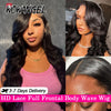 Wow Angel 13x6 HD Lace Full Frontal Wigs 34in Body Wave Human Hair Wig Melt Skins Natural Scalp Pre Plucked Brazilian Hair