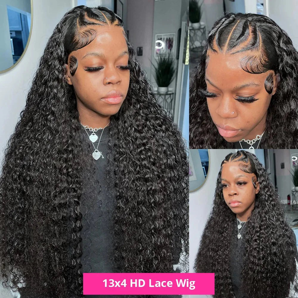 13x6 HD Lace Frontal Wig 200% Curly Wigs 100% Human Hair Deep Wave Frontal Wig Brazilian Lace Front Human Hair Wigs For Women