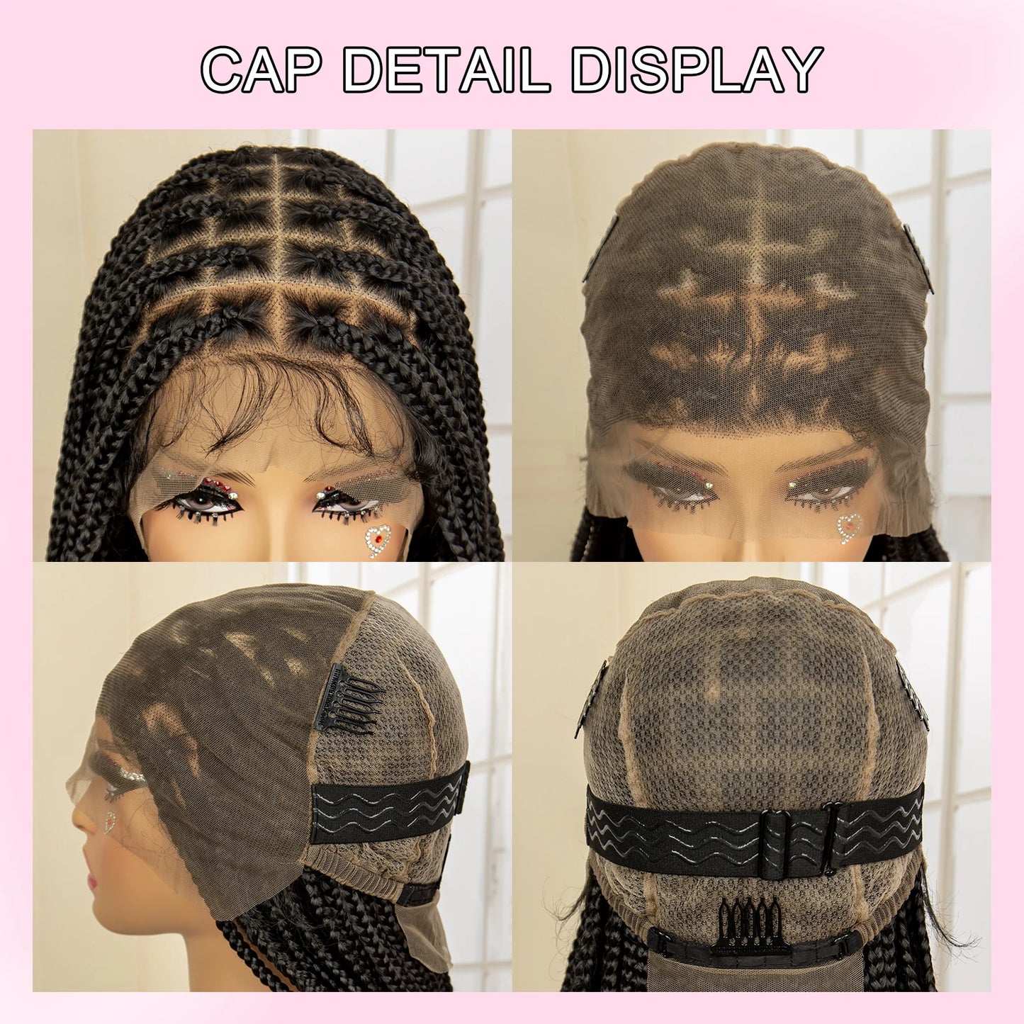 Full Double Lace Front Synthetic Knotless Braided Wigs for Women Box Braided Wig With Curly Ends Braided Wigs with Baby Hair