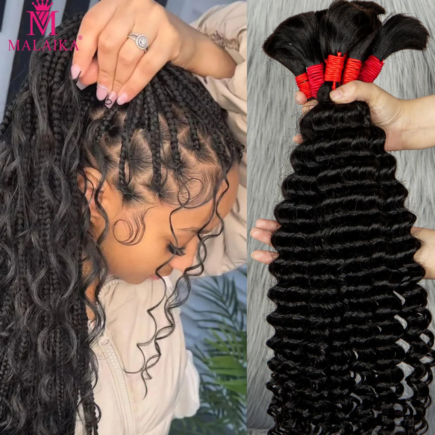 16-22 inches Boho Braids Human Hair 2/4/6 bundles Bulk Hair For Braiding Boho Locs Add-in Bundles Braiding Hair for Women