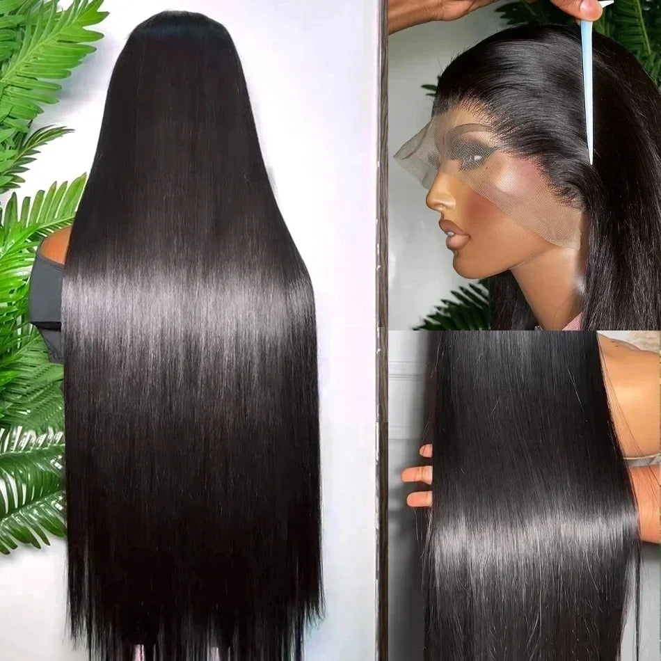 30 38 Inch Bone Straight Transparent 13x6 Lace Frontal Human Hair Wigs 180 Density Brazilian Remy 13x4 Lace Front Wig For Women