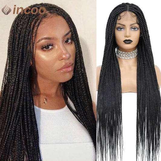 360 Full Lace Frontal Braided Wigs for Black Women Synthetic Box Braids Wig Knotless Cornrow Braid Wigs Goddness Braiding Hair